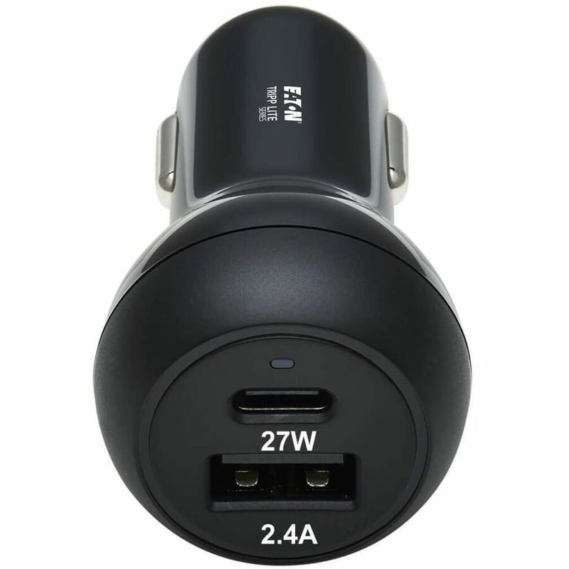 Tripp Lite by Eaton Dual-Port USB Car Charger with 39W Charging - USB-C (27W) PD 3.0 USB-A (12W) Black - Thumbnail 4
