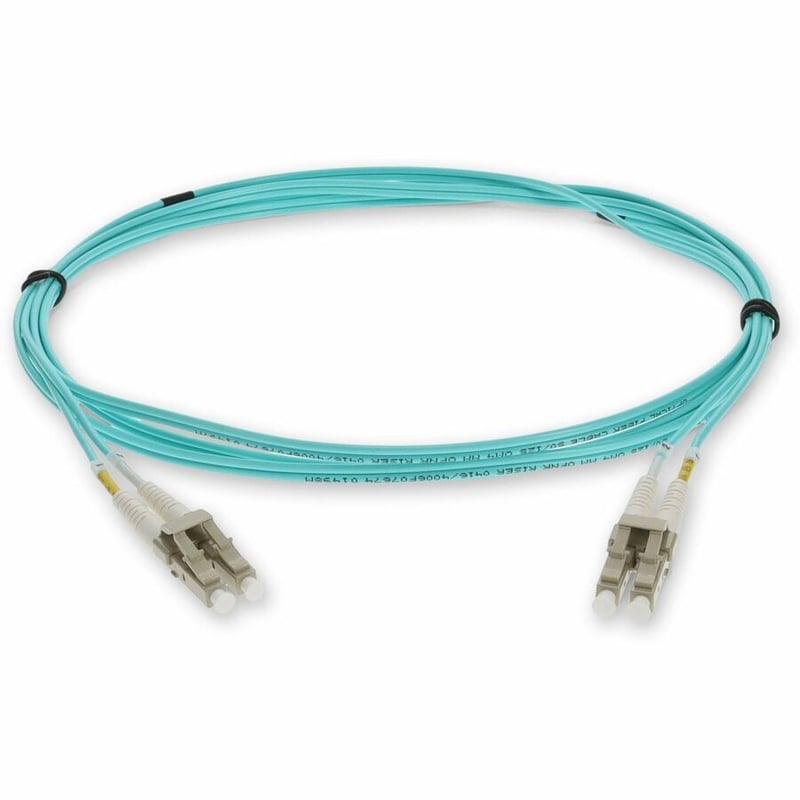 AddOn 0.3m LC to LC Aqua OM4 Duplex OFNR (Riser-Rated) Fiber Patch Cable