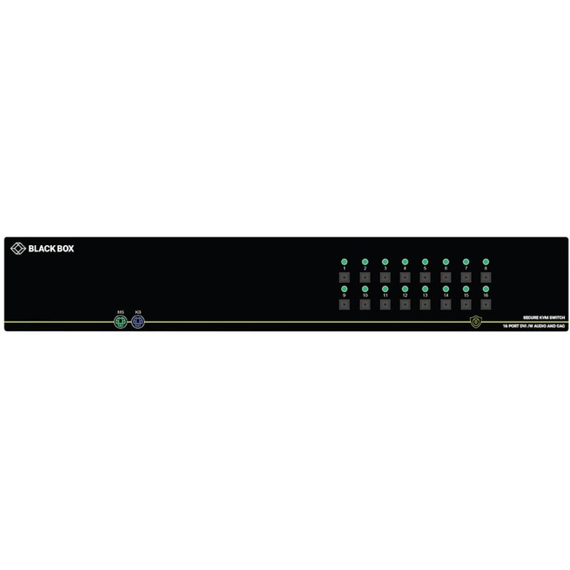 Black Box Secure NIAP 3.0 KVM Switch - Single-Head, DVI-I, PS/2, CAC, 16-Port - Thumbnail 1