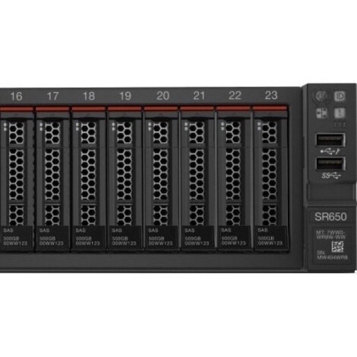 Lenovo ThinkSystem SR650 V2 7Z73A0BKNA 2U Rack Server - Xeon Silver 4316 2.30 GHz - 32 GB RAM - Serial ATA Controller - Thumbnail 3