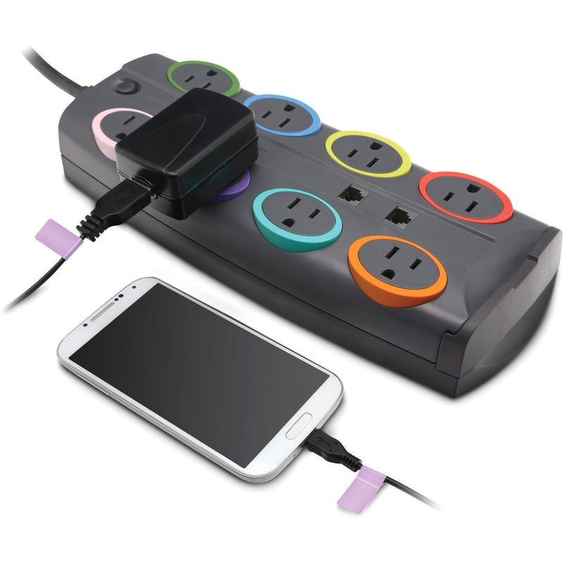 Kensington SmartSockets Color-Coded Eight-Outlet Adapter Model Surge Protector - Thumbnail 4