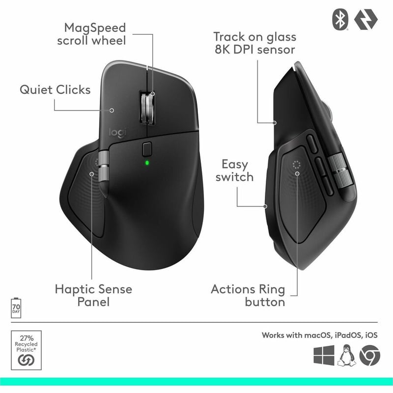 MX MASTER 4 WIRELESS MOUSE PERFORMANCE - BLACK - Thumbnail 5