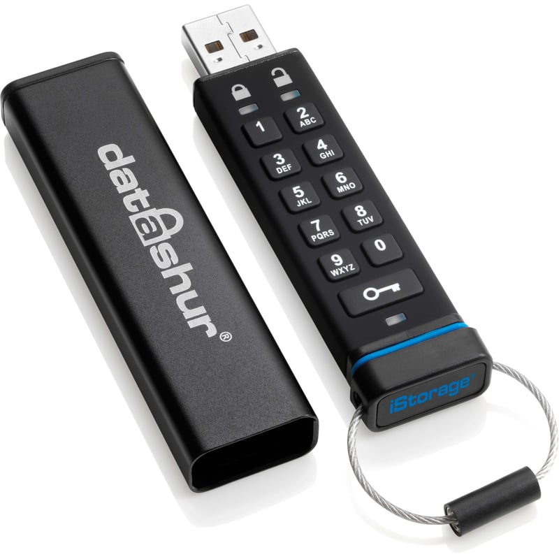 iStorage datAshur 32 GB Secure Flash Drive | Password protected | Dust & Water Resistant | Portable | Hardware Encryption | USB 2.0 | IS-FL-DA-256-32 - Thumbnail 1