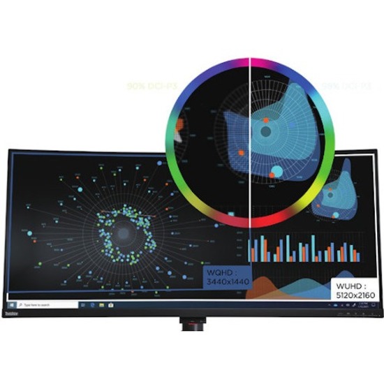 Lenovo ThinkVision P40w-20 40" Class Webcam WUHD Curved Screen LCD Monitor - 21:9 - Raven Black