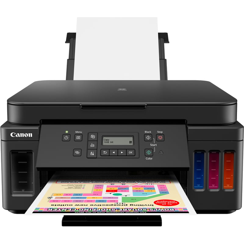 Canon PIXMA G G6020 Inkjet Multifunction Printer-Color-Copier/Scanner-4800x1200 dpi Print-Automatic Duplex Print-5000 Pages-350 sheets Input-Color Flatbed Scanner-1200 dpi Optical Scan-Wireless LAN-Wireless PictBridge-Mopria-Canon - Thumbnail 2