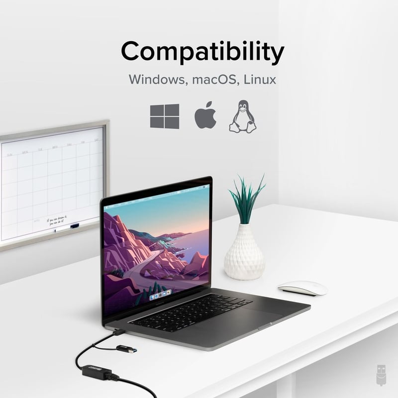 Plugable 2.5G USB C and USB to Ethernet Adapter - 2-in-1 Adapter - Thumbnail 5