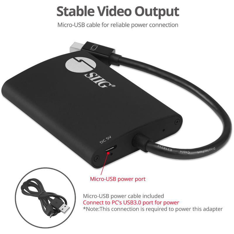 SIIG 4K 1x2 Mini DisplayPort 1.2 to DisplayPort MST Splitter - Thumbnail 4