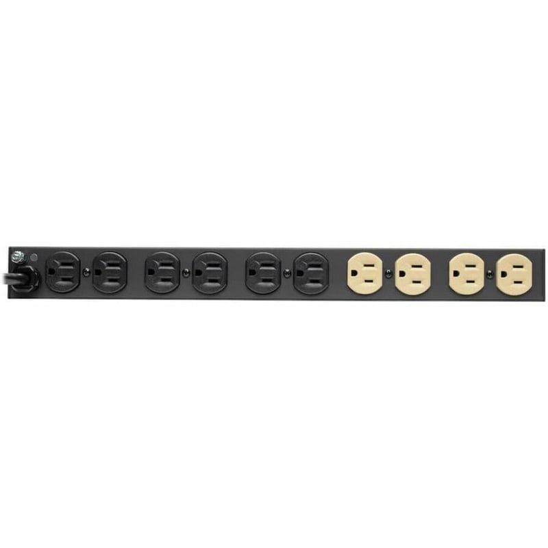 Eaton Tripp Lite Series Isobar 12-Outlet Network Server Surge Protector, 15 ft. (4.57 m) Cord, 3840 Joules, Diagnostic LEDs, 1U Rackmount, Metal Housing - Thumbnail 2
