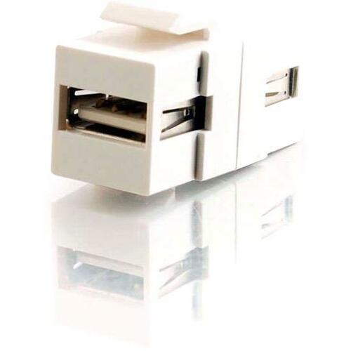 C2G Snap-In USB A/A Female Keystone Insert Module - White - Thumbnail 1