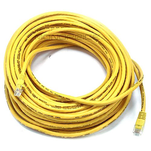 Monoprice 75FT 24AWG Cat6 550MHz UTP Ethernet Bare Copper Network Cable - Yellow - Thumbnail 1