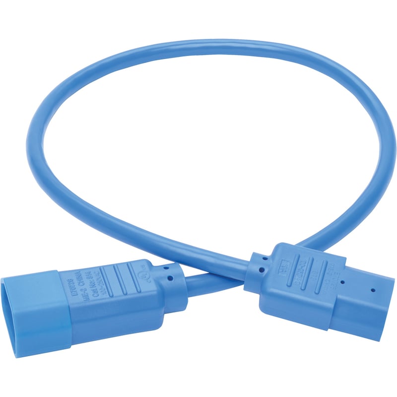 Eaton Tripp Lite Series PDU Power Cord, C13 to C14 - 10A, 250V, 18 AWG, 2 ft. (0.61 m), Blue - Thumbnail 2