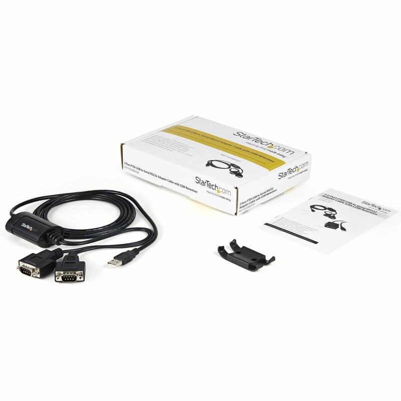 StarTech.com USB to Serial Adapter - 2 Port - COM Port Retention - FTDI - USB to RS232 Adapter Cable - USB to Serial Converter - Thumbnail 1