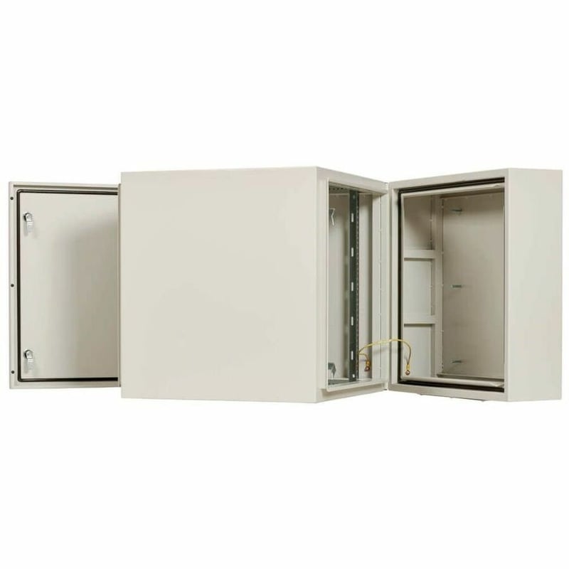 Tripp Lite by Eaton SmartRack Industrial Enclosure with Lock - NEMA 4, Wall Mount, Metal Construction, Hinged Back, 28 in. Depth, 12U, Gray - Thumbnail 3
