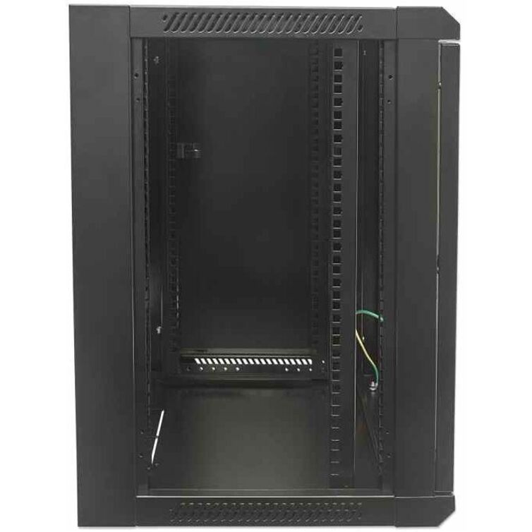 19" Network Cabinet - Wall Mount (Standard), 6U, 450mm Deep, Black, Flatpack, Max 60kg, Suitable also for use on desk or floor, Usable Depth 270mm to 350mm, Metal & Glass Door, Back Panel, Removeable Sides,Parts for wall installation not included - Thumbnail 5