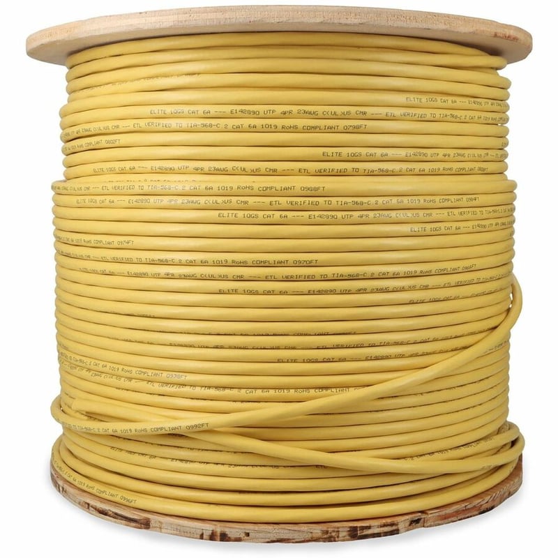 AddOn 1000ft Non-Terminated Yellow CAT 6A PVC Bulk Cable - Thumbnail 3