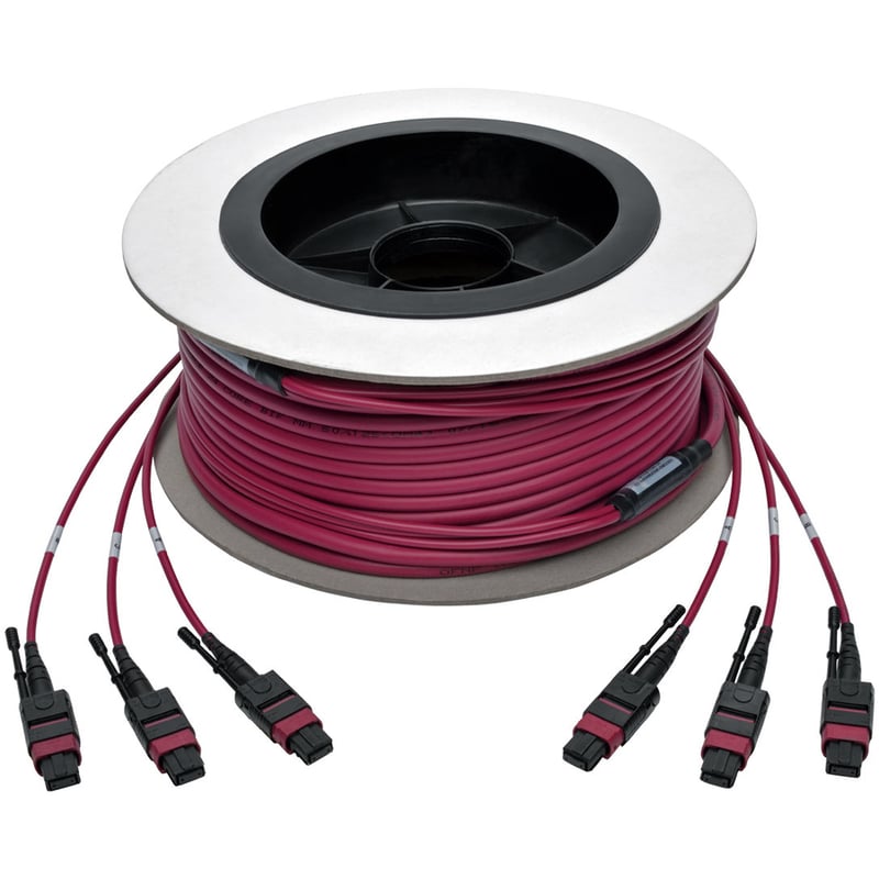 Eaton Tripp Lite Series MTP/MPO Multimode Base-8 Trunk Cable, 24-Strand, 40GB/100GB, 40/100GBASE-SR4, OM4 Plenum-Rated (3xF/3xF), Push/Pull Tab, Magenta, 23 m (75 ft.) - Thumbnail 4