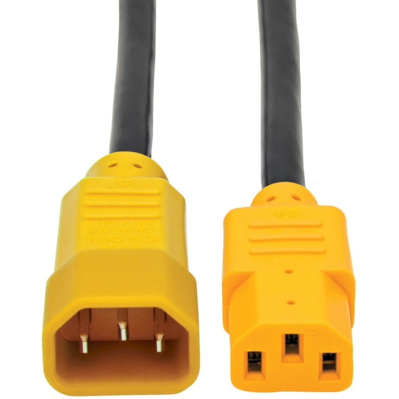Eaton Tripp Lite Series Heavy-Duty PDU Power Cord, C13 to C14 - 15A, 250V, 14 AWG, 6 ft. (1.83 m), Yellow Plugs - Thumbnail 1