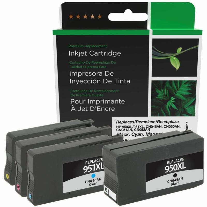Clover Imaging Remanufactured High Yield Black, Cyan, Magenta, Yellow Ink Cartridges for HP 950XL/HP 951XL (T0A82AA) 4-Pack - Thumbnail 1