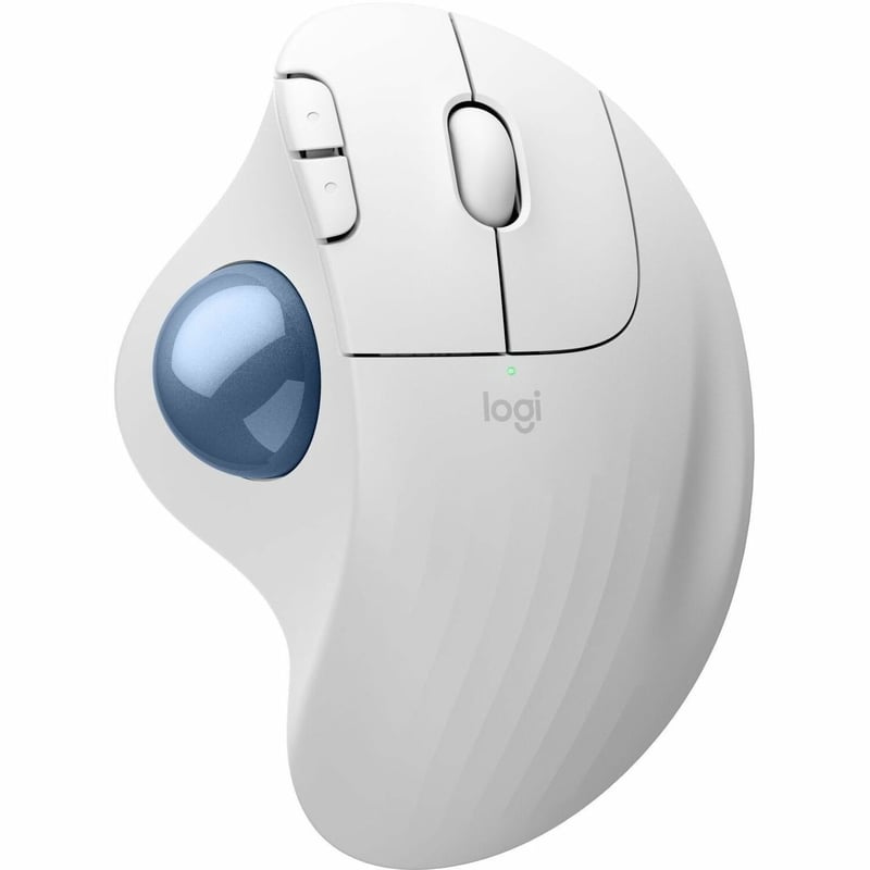 ERGO M575S WIRELESS MOUSE TRACKBALL (OFF-WHITE+BLUE BALL) - Thumbnail 1