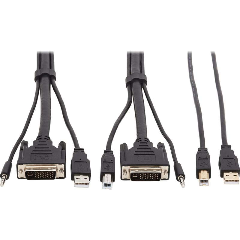 Eaton Tripp Lite Series DVI KVM Cable Kit - DVI, USB, 3.5 mm Audio (3xM/3xM) + USB (M/M), 1080p, 10 ft. (3.05 m) - Thumbnail 1