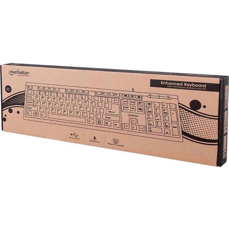 MANHATTAN ENHANCED USB KEYBOARD - 155113 - BLACK - STREAMLINED, DURABLE DESIGN I - Thumbnail 2