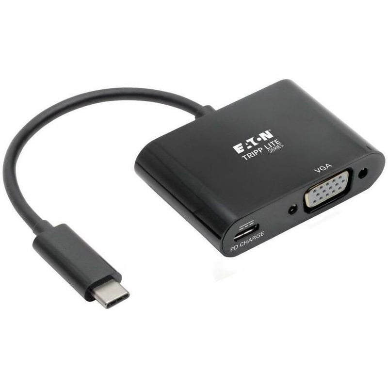 Tripp Lite by Eaton USB C to VGA Adapter Converter w/ PD Charging 1080p Black USB Type C to VGA - Thumbnail 1