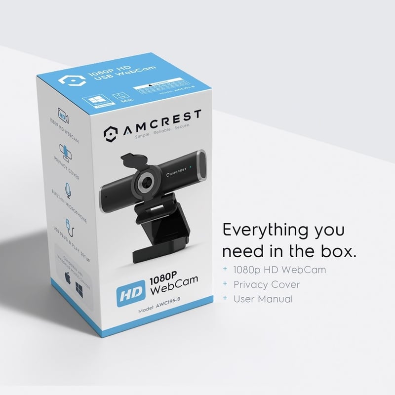 Amcrest AWC195-B Webcam - 30 fps - Black - USB 2.0 - 1 Pack(s) - Thumbnail 5