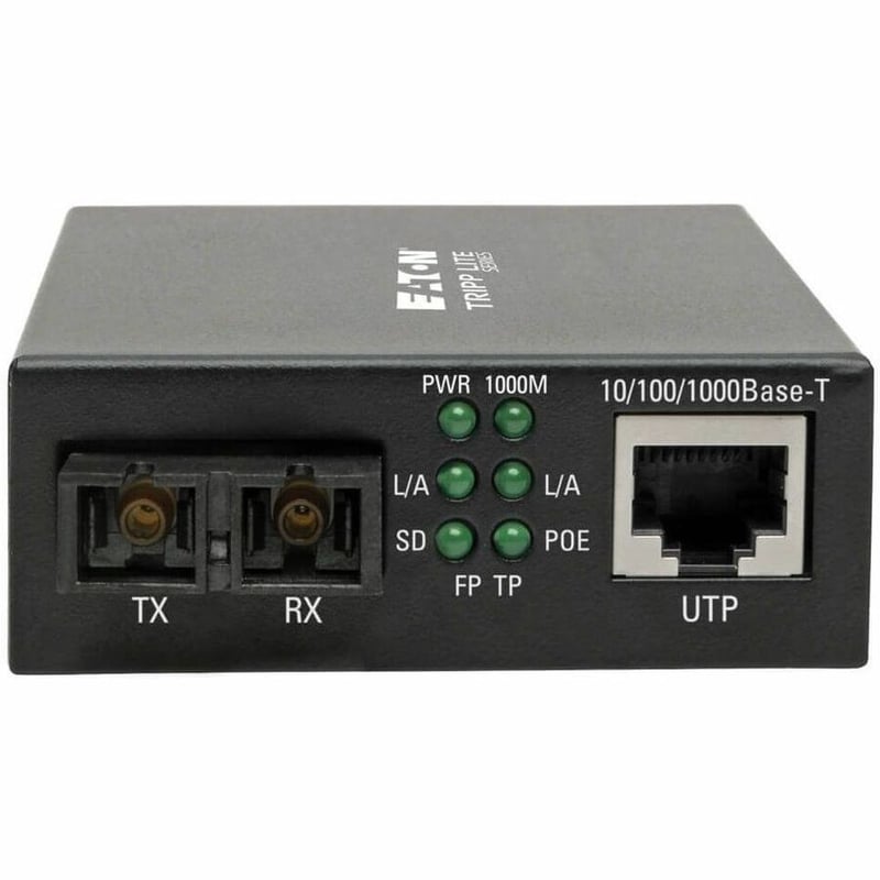 Tripp Lite by Eaton Gigabit Multimode Fiber to Ethernet Media Converter, POE+, International Power Cables, 10/100/1000 SC, 1310 nm, 2 km (1.2 mi.) - Thumbnail 3