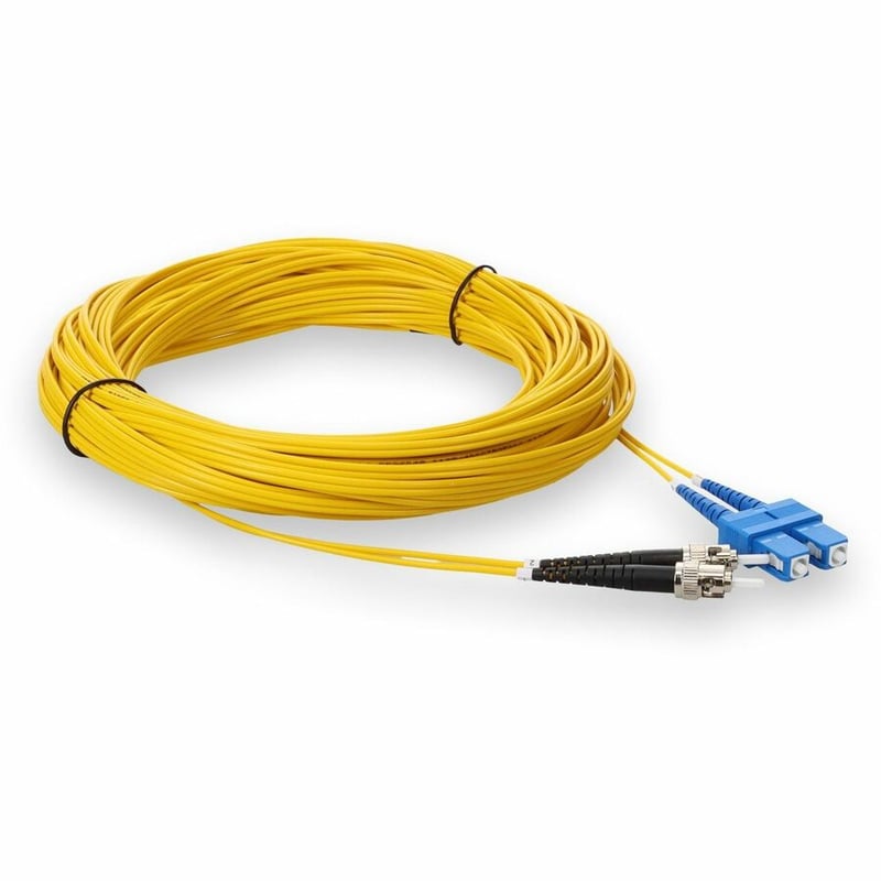 AddOn 25m ST to SC Yellow OS2 Duplex OFNR (Riser-Rated) TAA SMF Fiber Patch Cable
