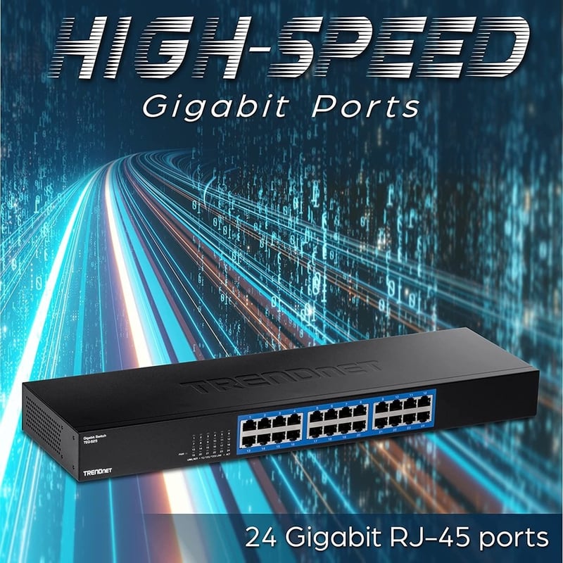 TRENDnet 24-Port Gigabit Switch, TEG-S25, 24 x Gigabit RJ-45 Ports, 48Gbps Switching Capacity, Fanless Design, Metal Enclosure, Internal Power Supply, Lifetime Protection, Black - Thumbnail 5