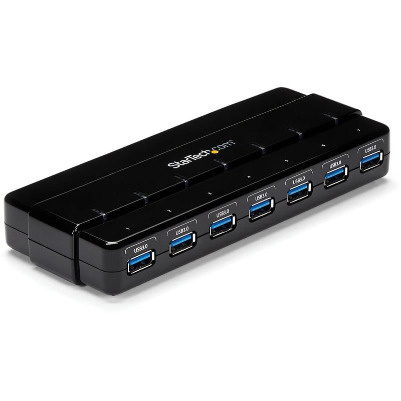 StarTech.com 7 Port SuperSpeed USB 3.0 Hub - 5Gbps - Desktop USB Hub with Power Adapter - Black - Thumbnail 1