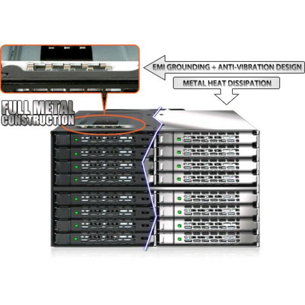 Icy Dock ToughArmor MB516SP-B Drive Enclosure for 5.25" - Serial ATA, Mini-SAS HD Host Interface Internal - Black - Thumbnail 4