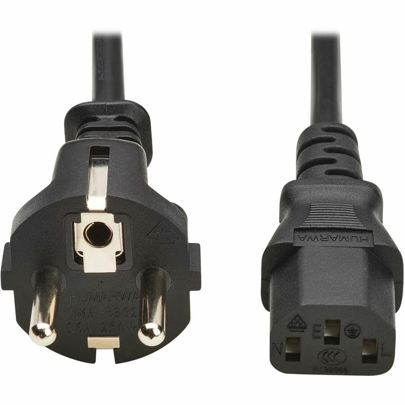 PDU POWER CORD SCHUKO TO C13 10A 100-250V H05VV-F 2M BLACK - Thumbnail 2