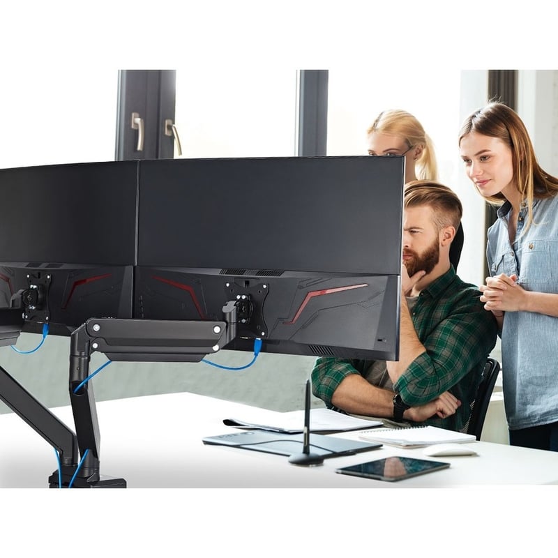 SIIG Dual Monitor Heavy-Duty Premium Aluminum Gas Spring Desk Mount - up to 43" - Thumbnail 4