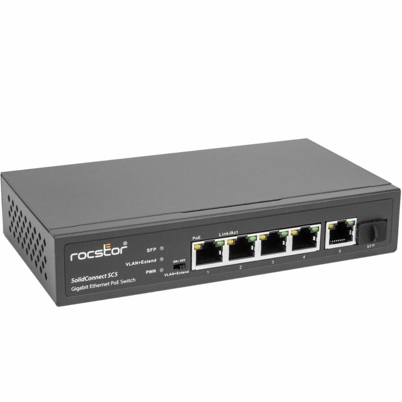 Rocstor 5-Port Gigabit Rackmount PoE Switch - Thumbnail 2