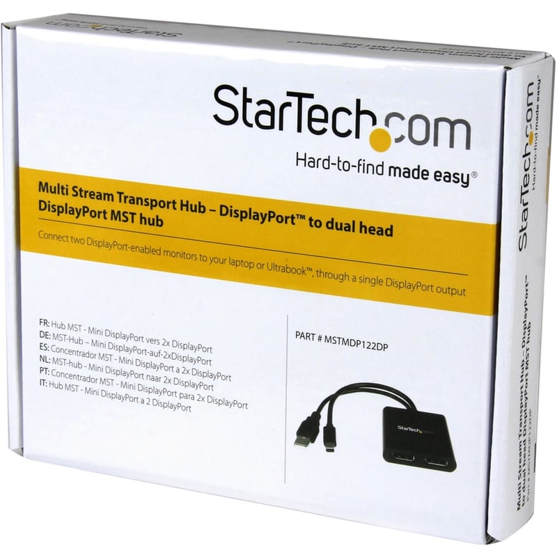 StarTech.com 2-Port Multi Monitor Adapter, Mini DisplayPort to DP MST Hub, Dual 4K 30Hz, Video Splitter for Extended Desktop Mode, Windows - Thumbnail 2