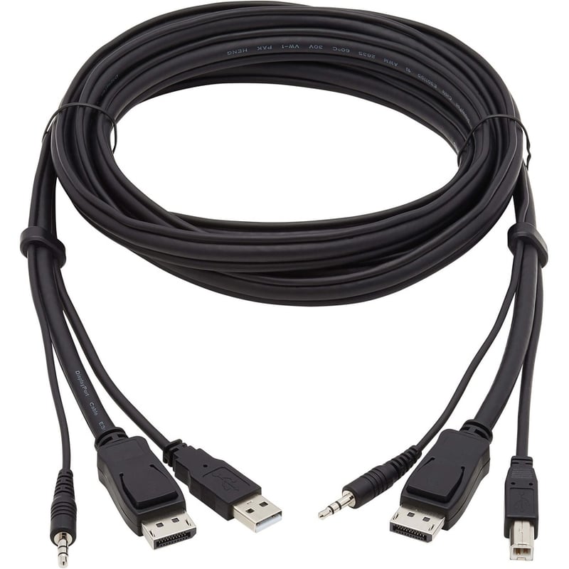 Tripp Lite by Eaton DisplayPort KVM Cable Kit 3 in 1 - 4K DisplayPort USB 3.5 mm Audio (3xM/3xM) 4:4:4 10 ft. (3.05 m) Black - Thumbnail 2