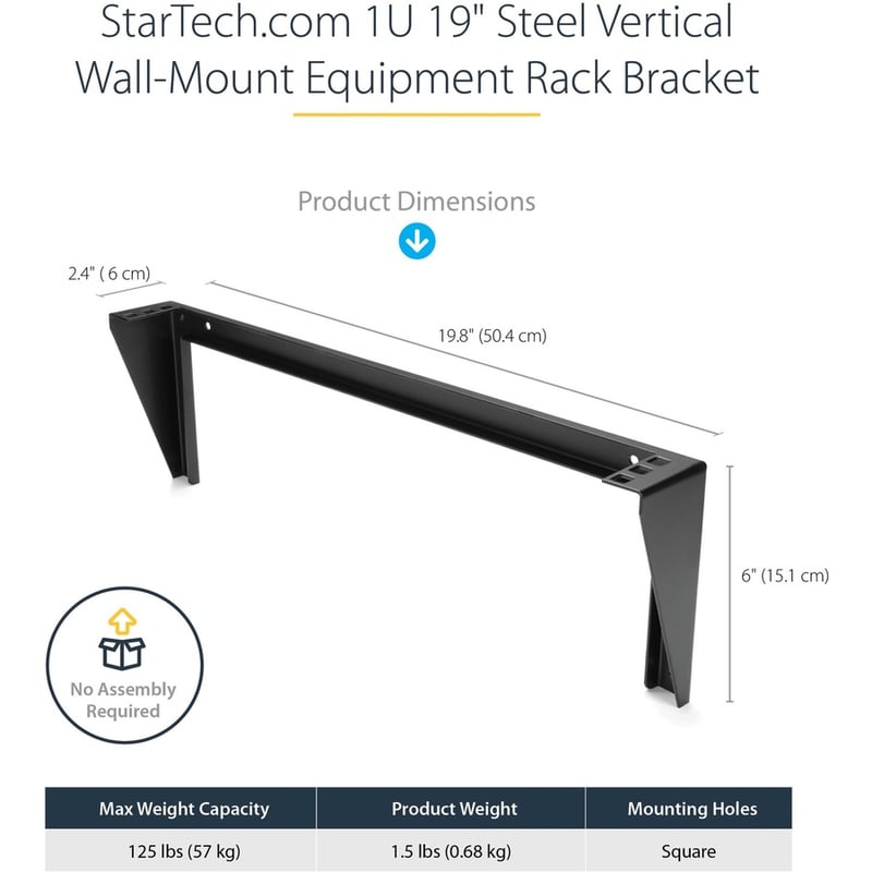 StarTech.com 1U 19in Steel Vertical Wall Mount Equipment Rack Bracket - Thumbnail 3
