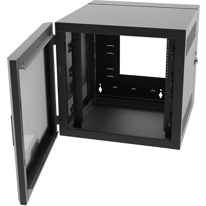 Legrand 18RU Swing-Out Wall-Mount Cabinet with Plexiglass Door-Black-TAA - Thumbnail 2