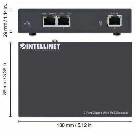 IINTELLINET NDOOR 2-PORT GIGABIT ULTRA POE EXTENDER. EXTENDS RANGE BEYOND THE 32 - Thumbnail 5