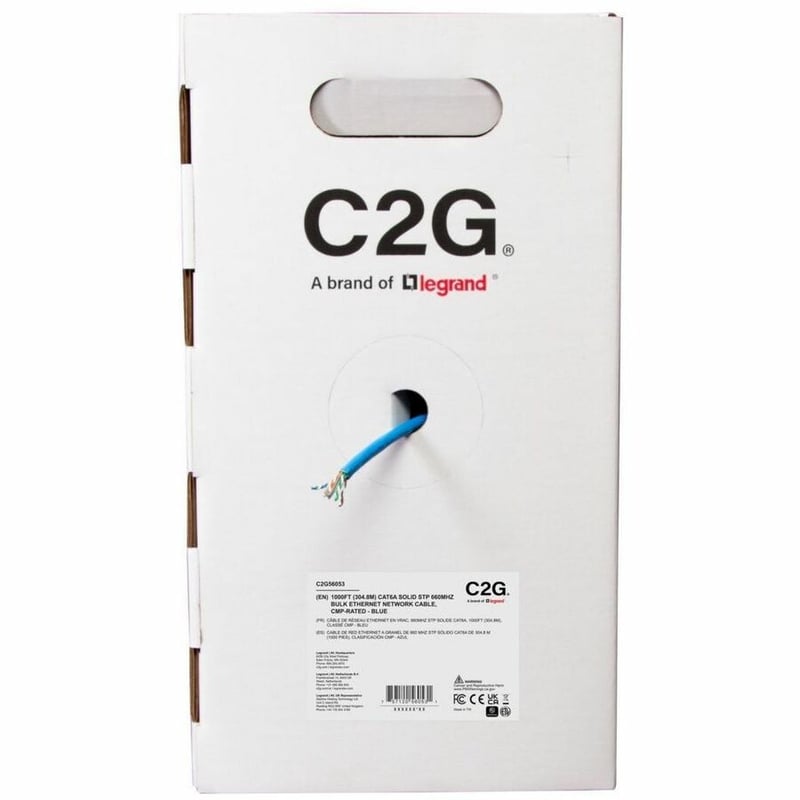 C2G BULK CAT6A STP CMP TAA BLUE C2G 1000FT CAT6A ETHERNET CABLE CMP - Thumbnail 5