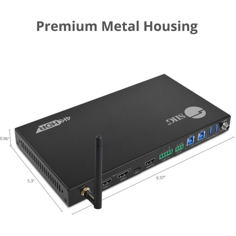 SIIG 4x1 Multi-Video HDMI 2.0, AirPlay, MiraCast, USB-C Presentation Switcher - Thumbnail 3