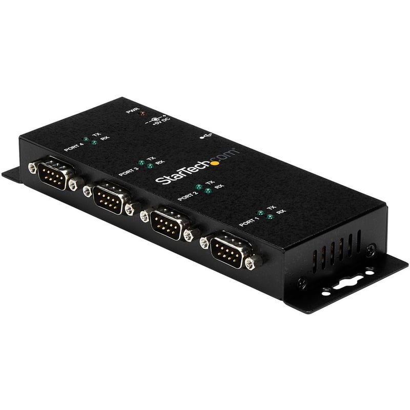 StarTech.com USB to Serial Adapter Hub " 4 Port " Industrial " Wall Mount " Din Rail " COM Port Retention " FTDI USB Serial - Thumbnail 2