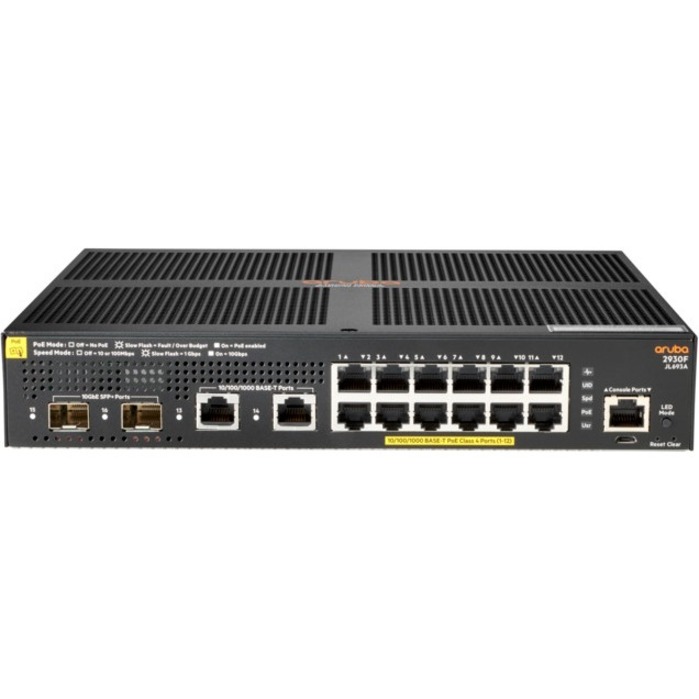 HPE 2930F 12G PoE+ 2G/2SFP+ Switch - Thumbnail 2