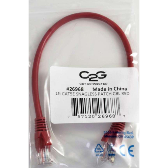 C2G-7ft Cat5e Snagless Unshielded (UTP) Network Patch Cable - Red - Thumbnail 5