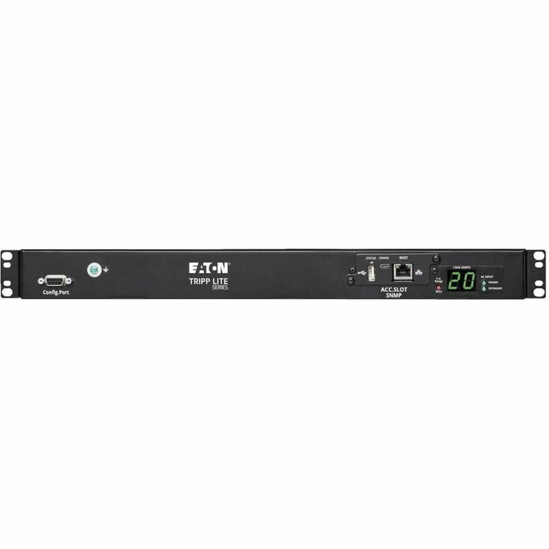 Tripp Lite by Eaton PDU 3.8kW 200-240V Single-Phase ATS/Monitored PDU - 8 C13 and 2 C19 Outlets Dual C20 Inlets 12 ft. Cords Network Card 1U TAA - Thumbnail 2