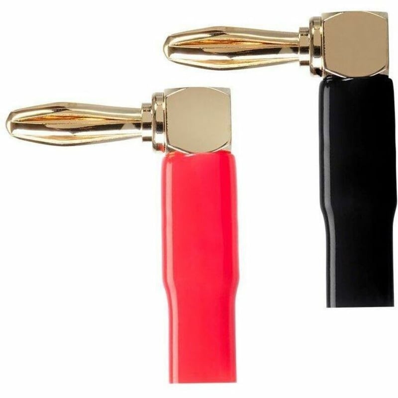 MONOPRICE 2 PAIR RIGHT ANGLE 24K GOLD PLATED BANANA SPEAKER WIRE CABLE SCREW PLU - Thumbnail 2