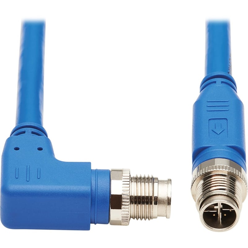 Eaton Tripp Lite Series M12 X-Code Cat6a 10G F/UTP CMR-LP Shielded Ethernet Cable (Right-Angle M/M), IP68, PoE, Blue, 5 m (16.4 ft.) - Thumbnail 2