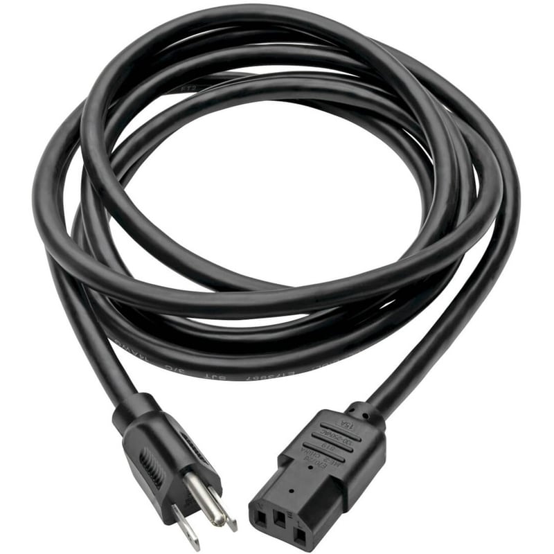 Eaton Tripp Lite Series Computer Power Cord, NEMA 5-15P to C13 - Heavy-Duty, 15A, 125V, 14 AWG, 12 ft. (3.66 m), Black - Thumbnail 2