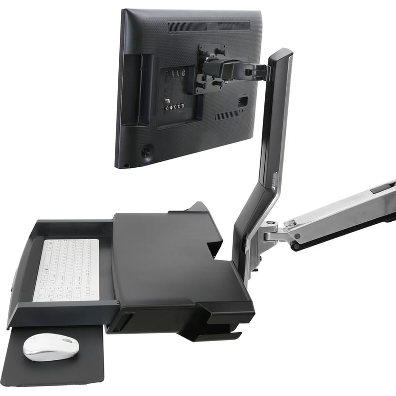 Ergotron StyleView Mounting Arm for Keyboard, Monitor, Bar Code Scanner, Mouse, Wrist Rest - Polished Aluminum - Thumbnail 3